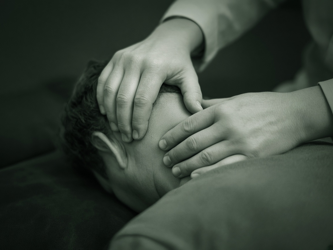 Hands on the cervical spine during an adjustment